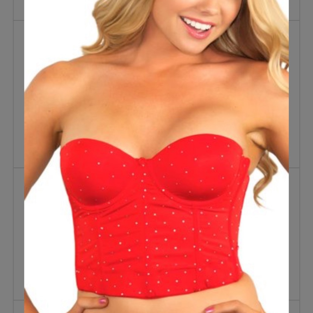 Red Bustier with Silver Sequins